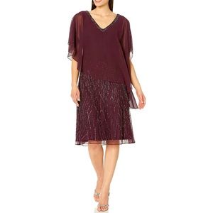 J Kara Women’s Asymmetrical Capelet Short Beaded Dress